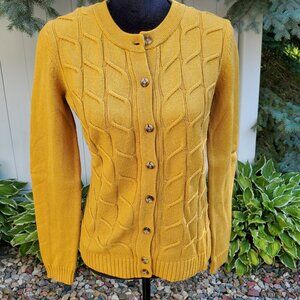Merona Goldenrod Yellow Cable Cardigan Sweater, Size M